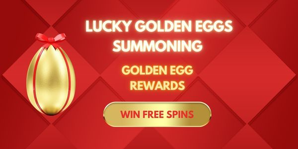 Lucky golden eggs banner with a free spins button